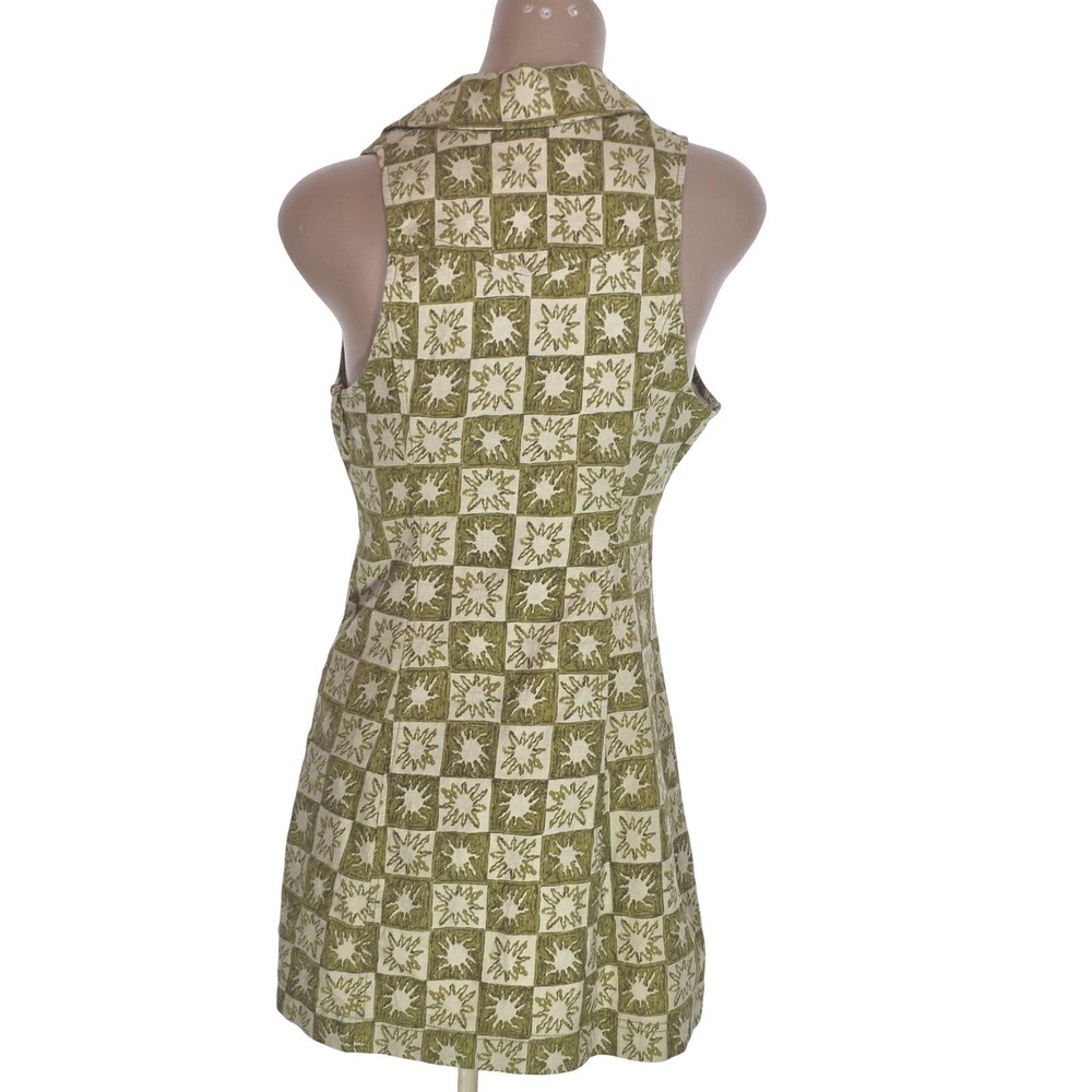 Urban Outfitters Dress Womens S Green Collared‎ Zip Front Linen Mini Sleeveless - Picture 3 of 9